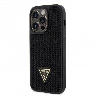 Guess Rhinestones Triangle Metal Logo Kryt pro iPhone 14 Pro černý