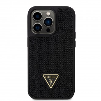 Guess Rhinestones Triangle Metal Logo Kryt pro iPhone 14 Pro černý