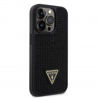 Guess Rhinestones Triangle Metal Logo Kryt pro iPhone 14 Pro černý