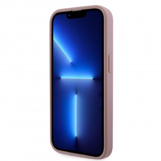 Guess Rhinestones Triangle Metal Logo Kryt pro iPhone 14 Pro růžový