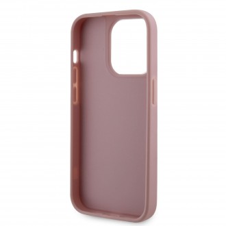 Guess Rhinestones Triangle Metal Logo Kryt pro iPhone 14 Pro růžový