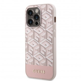 Guess PU G Cube MagSafe Kompatibilní Zadní Kryt pro iPhone 13 Pro růžový