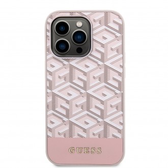 Guess PU G Cube MagSafe Kompatibilní Zadní Kryt pro iPhone 13 Pro růžový