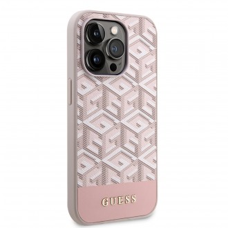 Guess PU G Cube MagSafe Kompatibilní Zadní Kryt pro iPhone 13 Pro růžový