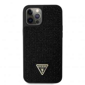 Guess Rhinestones Triangle Metal Logo Kryt pro iPhone 12/12 Pro černý
