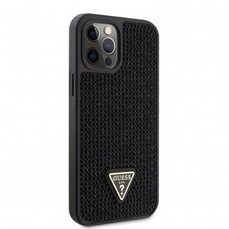 Guess Rhinestones Triangle Metal Logo Kryt pro iPhone 12/12 Pro černý