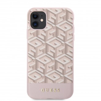 Guess PU G Cube MagSafe Kompatibilní Zadní Kryt pro iPhone 11 růžový