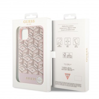 Guess PU G Cube MagSafe Kompatibilní Zadní Kryt pro iPhone 11 růžový