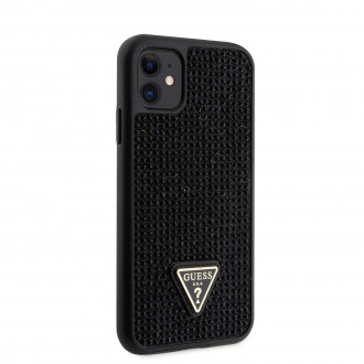 Guess Rhinestones Triangle Metal Logo Kryt pro iPhone 11 černý