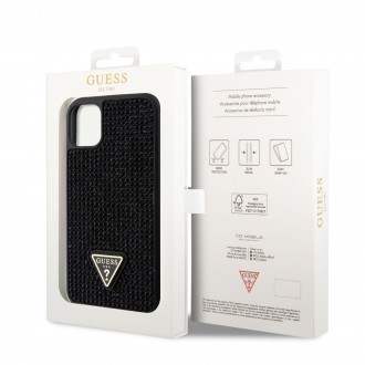 Guess Rhinestones Triangle Metal Logo Kryt pro iPhone 11 černý