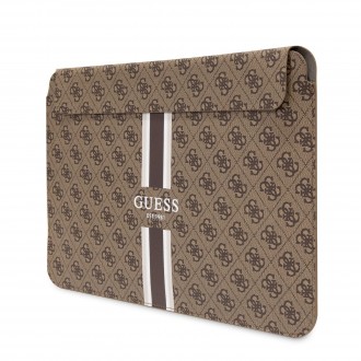Guess PU 4G Printed Stripes Computer Sleeve 13/14" hnědý