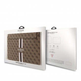 Guess PU 4G Printed Stripes Computer Sleeve 13/14" hnědý