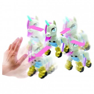 Můj chytrý robotický Jednorožec, tanec, chůze, pohyby, dotykové senzory