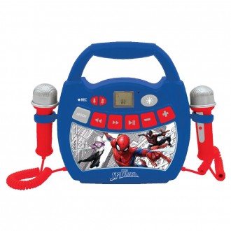 Reproduktor karaoke Spider-Man s mikrofony a osvětlením