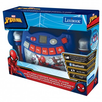 Reproduktor karaoke Spider-Man s mikrofony a osvětlením