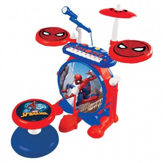 Elektronický bicí hudební set Spider-Man se sedátkem