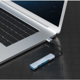 DeTech USB hub Earldom ET-HUB09, USB 3.0, 3 porty, šedý