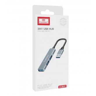 DeTech USB hub Earldom ET-HUB09, USB 3.0, 3 porty, šedý