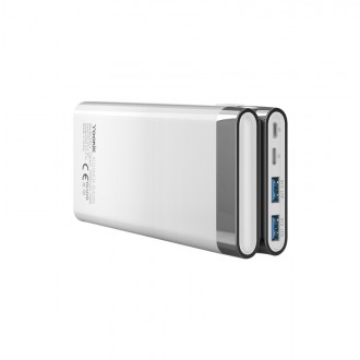 DeTech Přenosná baterie Yookie YO13. 30000mAh, bílá