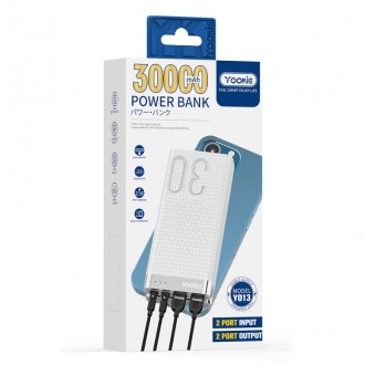 DeTech Přenosná baterie Yookie YO13. 30000mAh, bílá