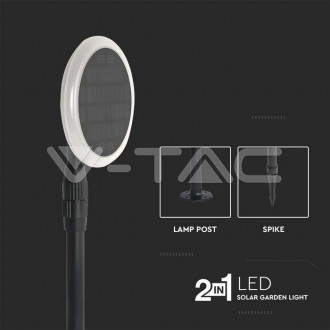 V-TAC 3W LED solární zahradní světlo bílé a černé tělo 4000K 2ks/bal Barevná teplota (К): Neutrální bílá 4000K
