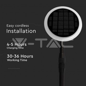 V-TAC 3W LED solární zahradní světlo bílé a černé tělo 4000K 2ks/bal Barevná teplota (К): Neutrální bílá 4000K