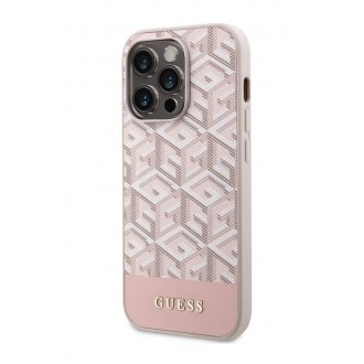 Guess PU G Cube MagSafe Zadní Kryt pro iPhone 14 Pro Pink