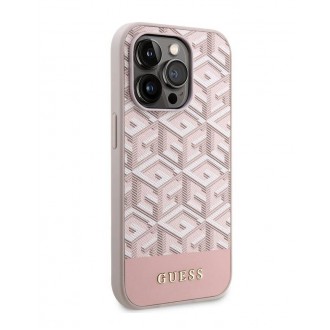 Guess PU G Cube MagSafe Zadní Kryt pro iPhone 14 Pro Pink