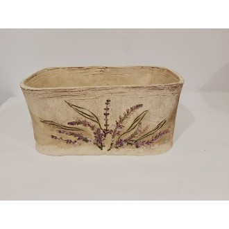 Keramický truhlík s odtokovou dírou, zvlněný okraji levandule, 25 x 14,5 cm 0001003