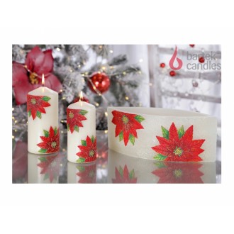 Svíčka CHRISTMAS FLOWER DEKOR VÁLEC vánoční d6x13cm