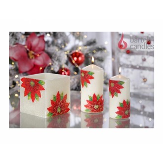 Svíčka CHRISTMAS FLOWER DEKOR VÁLEC vánoční d6x13cm