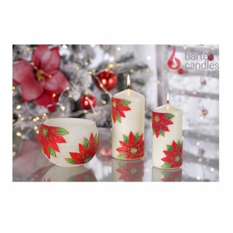 Svíčka CHRISTMAS FLOWER DEKOR VÁLEC vánoční d6x13cm