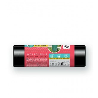 viGO pytle na odpadky extra silné, velké, 120 l, 60x110 cm, 140 mc, LDPE, černé, 5 ks