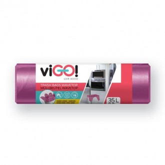 viGO pytle na odpadky suchy, 35l, 50x66 cm, 8 mc, HDPE, fialové,vůně levandule, 26 ks