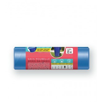 viGO pytle na tříděný odpad, 120 l, 70x105 cm, 40 mc, LDPE, modrá: papír, 8 ks
