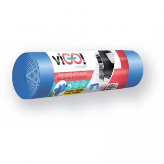 viGO pytle s uchy 45l/20ks, Q173, modré HDPE 55x67,5cm